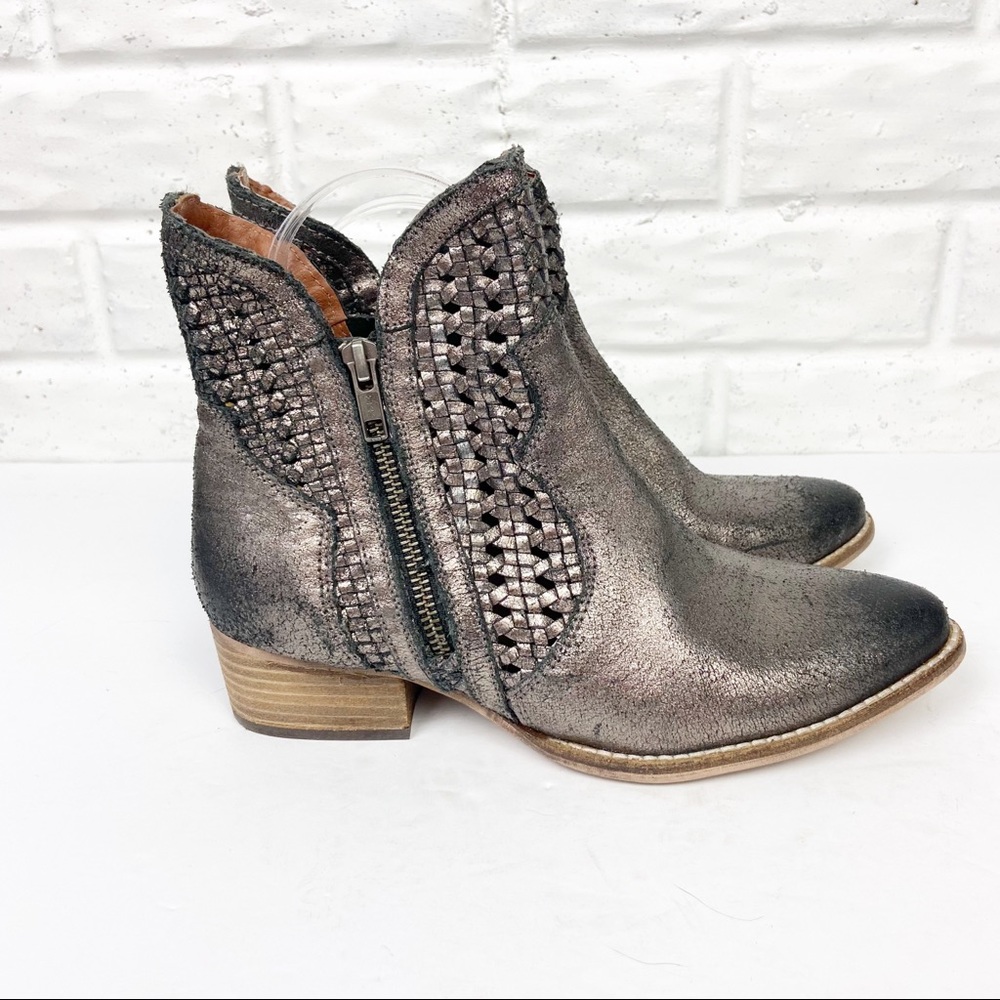 SEYCHELLES Leather point toe Metallic Woven Bootie
